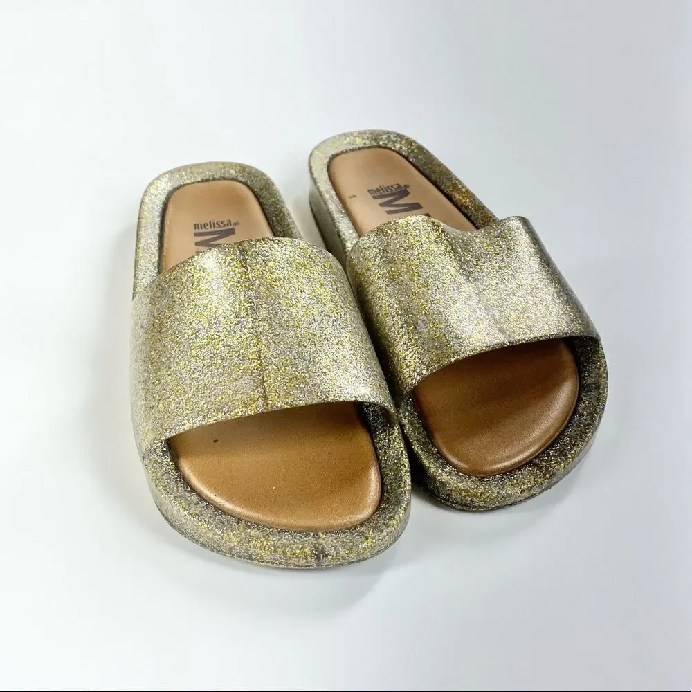 Melissa gold glitter beach slide sandal 8